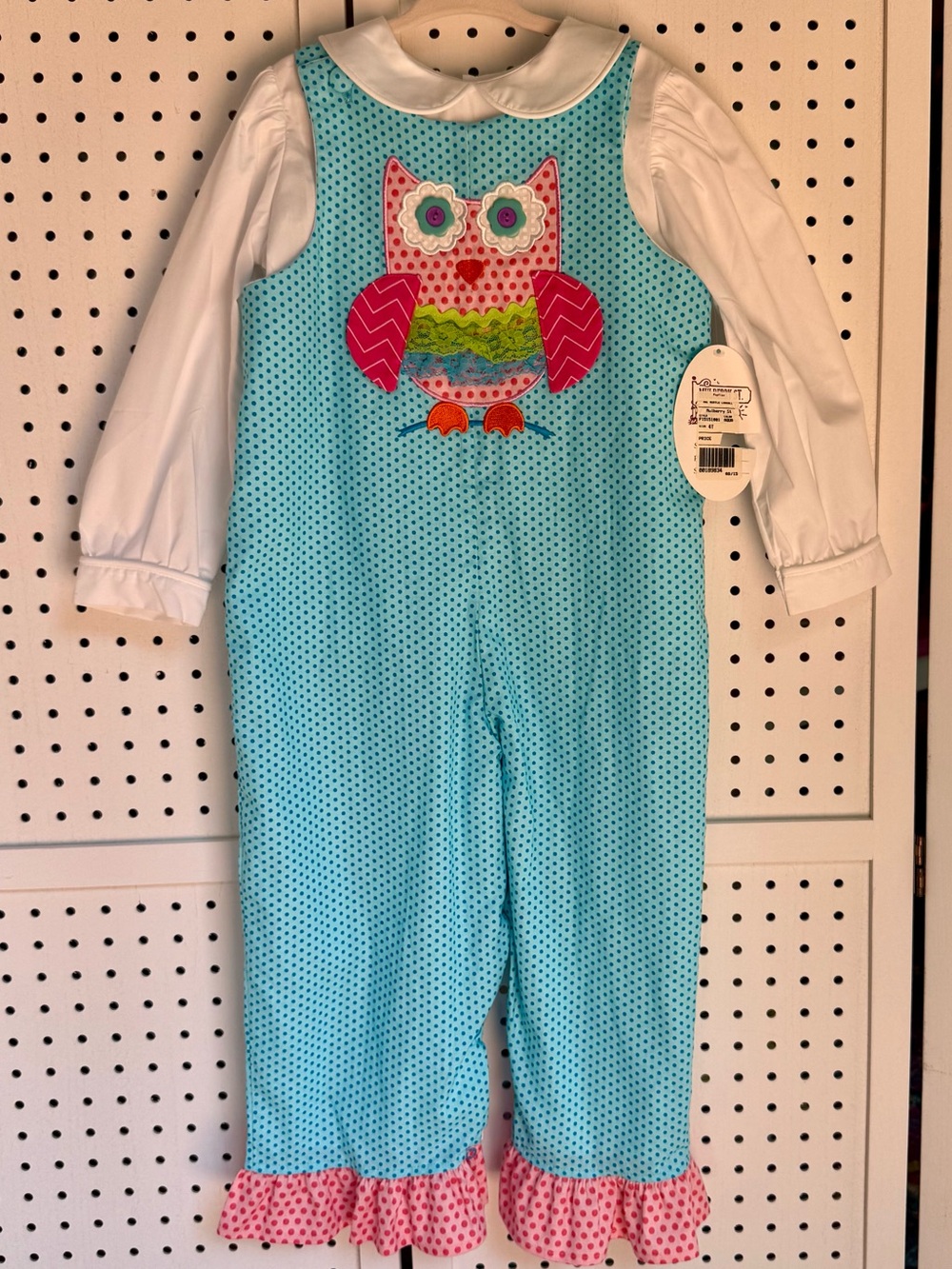NWT Mulberry St. Aqua Blue Polka Dot Owl Longall & Shirt Set 4T